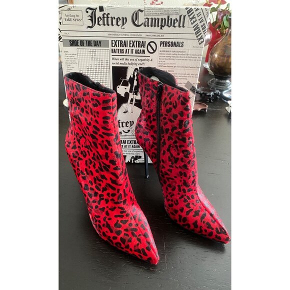 Jeffrey Campbell Temptation Stiletto Bootie's, Red Cheetah 11 Sexy Boots - Picture 4 of 16